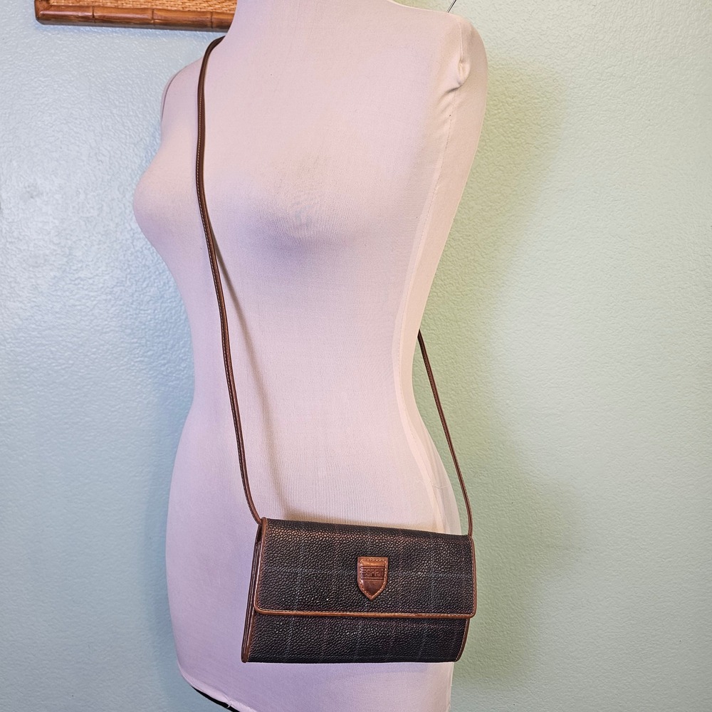 Vintage Esprit Leather Wallet Crossbody Purse Brown Organizer‎ Bag 80s 90s